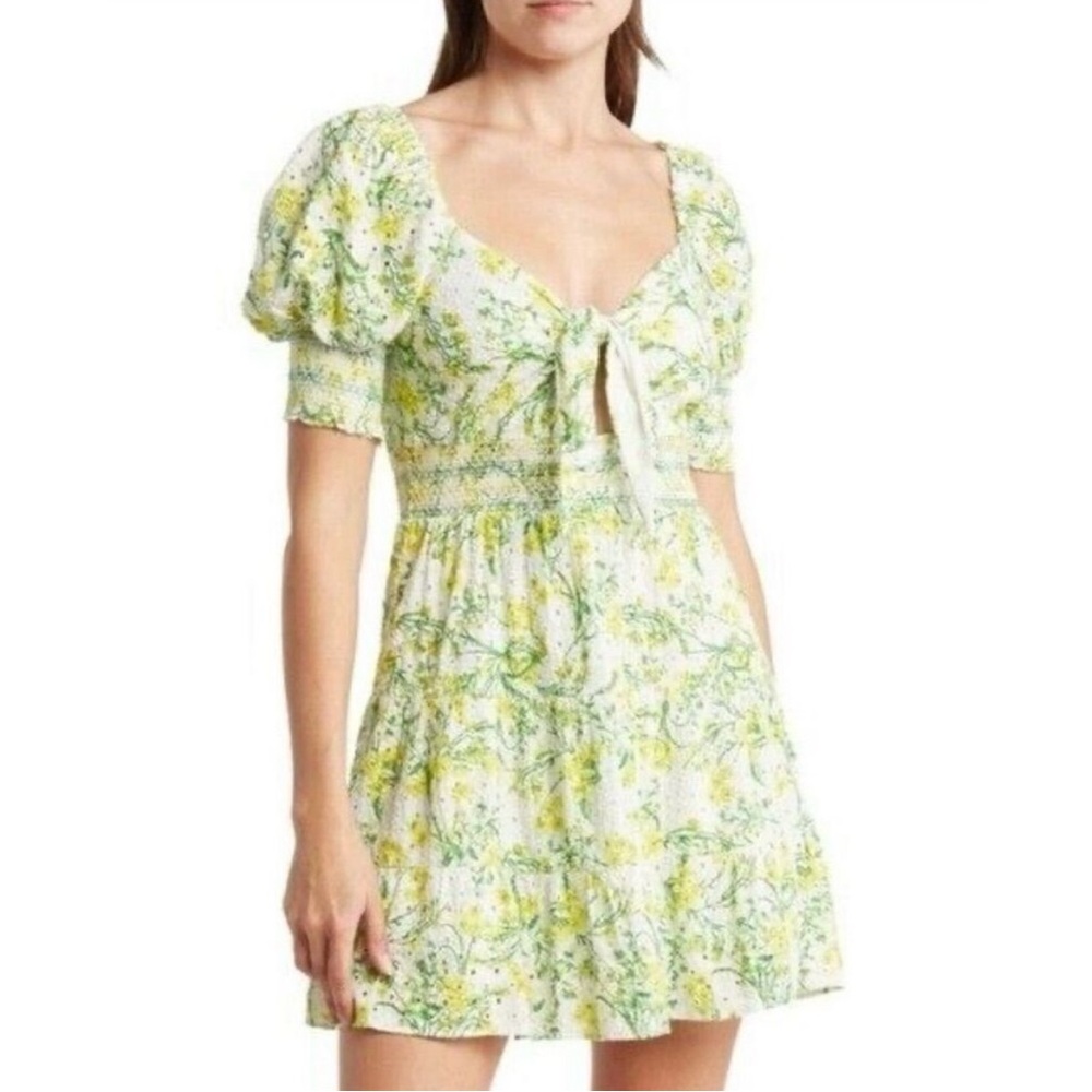 Alice and Olivia Green and Yellow mini dress